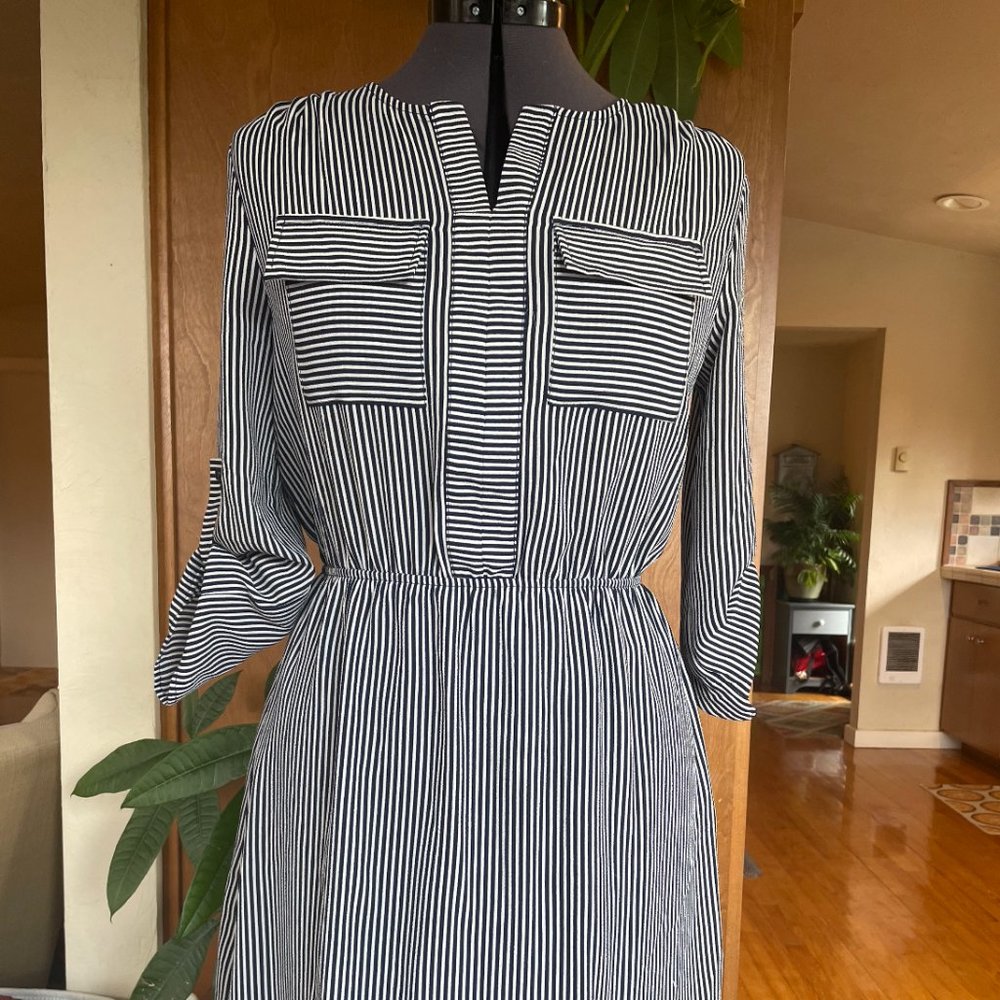 Monteau striped dress | L | blue & white